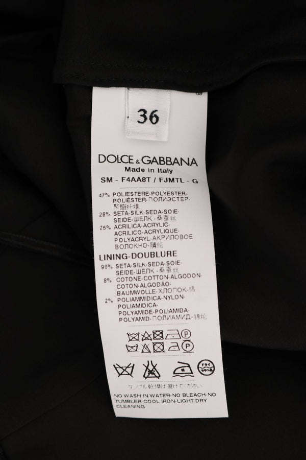 Dolce &amp; Gabbana musta kukkainen jacquard-silkkihame