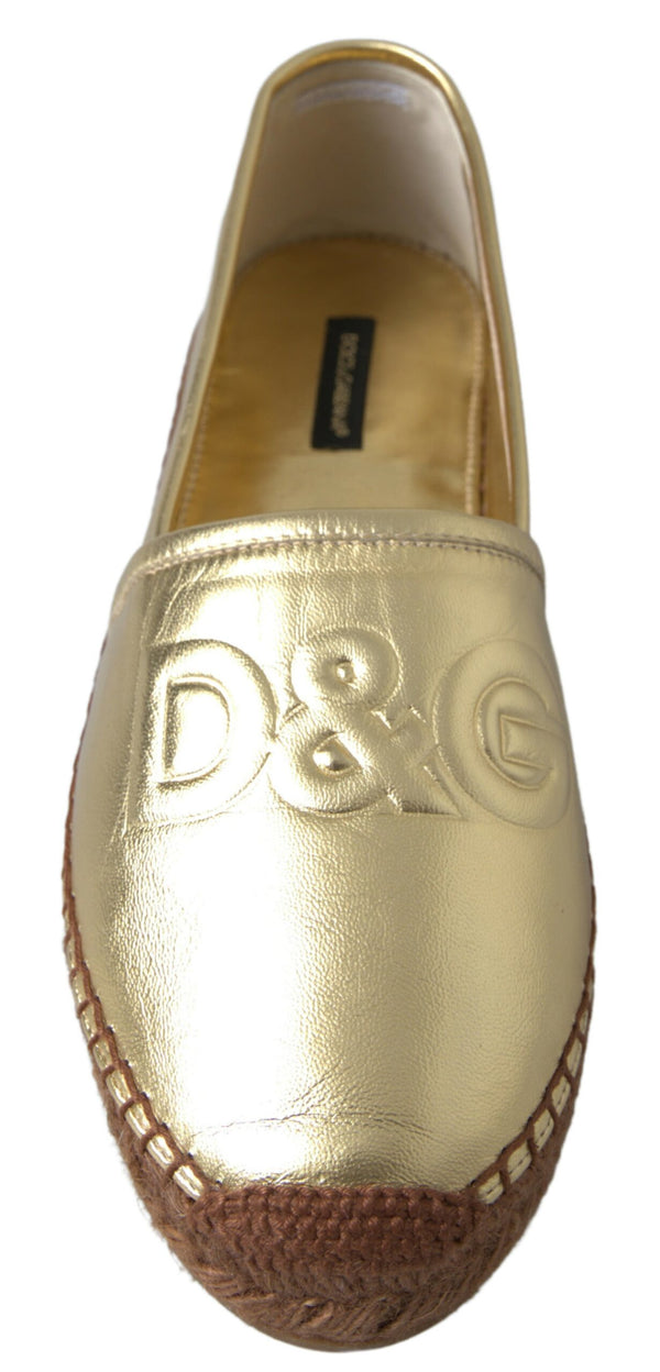 Dolce &amp; Gabbana Gold Nahka D&amp;G Loafers Flats Espadrille-kengät