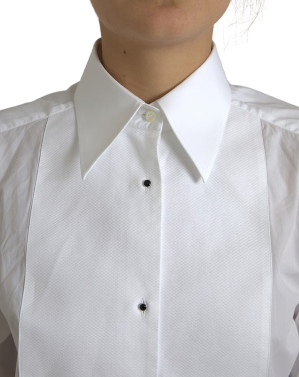 Dolce &amp; Gabbana puuvillakaulus pitkähihainen paita valkoinen