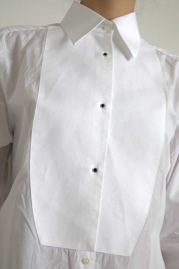 Dolce &amp; Gabbana puuvillakaulus pitkähihainen paita valkoinen