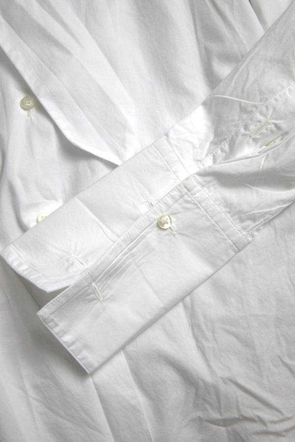 Dolce &amp; Gabbana White Cotton Ascot Collar pitkähihainen toppi