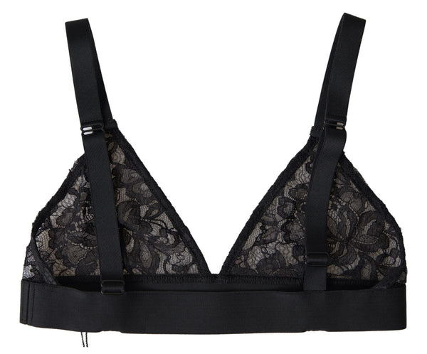 Dolce &amp; Gabbana musta kukkainen pitsi Nylon Stretch rintaliivit alusvaatteet