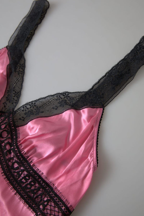 Dolce &amp; Gabbana Pink Lace Silk Sleepwear Camisole Top Alusvaatteet