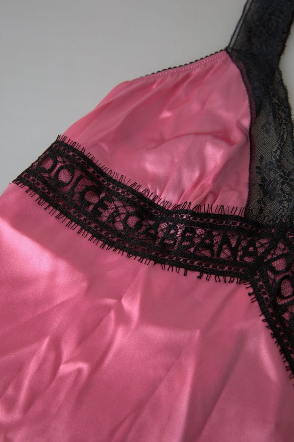 Dolce &amp; Gabbana Pink Lace Silk Sleepwear Camisole Top Alusvaatteet