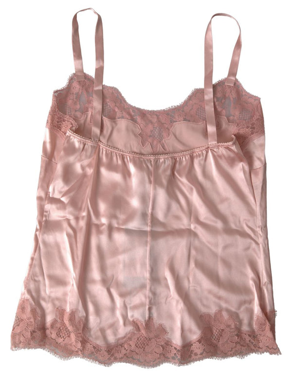 Dolce &amp; Gabbana Antique Rose Lace Silk Camisole Top Alusvaatteet