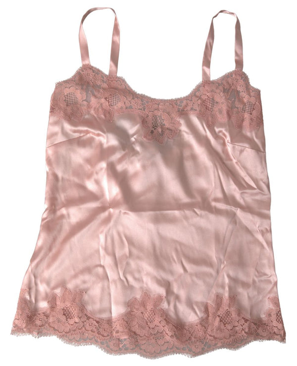 Dolce &amp; Gabbana Antique Rose Lace Silk Camisole Top Alusvaatteet