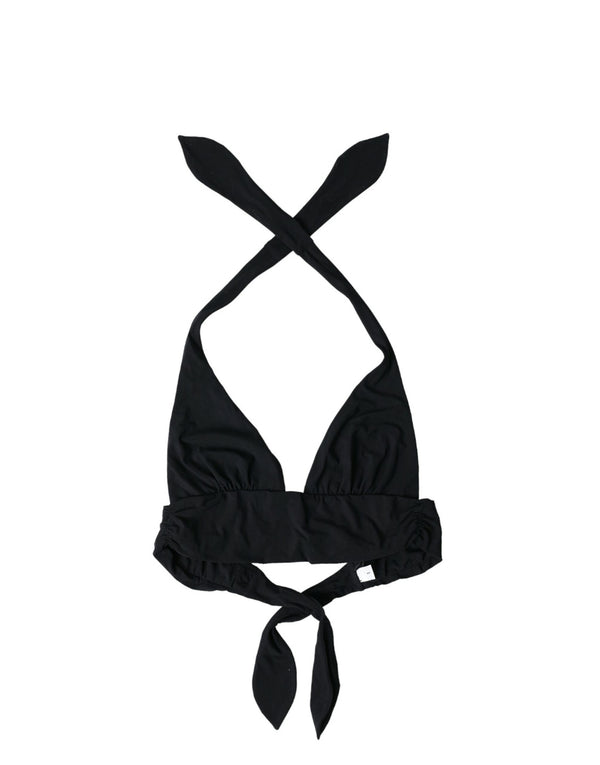 Dolce &amp; Gabbana Black Nylon Stretch Swimwear Riimu Top Bikinit