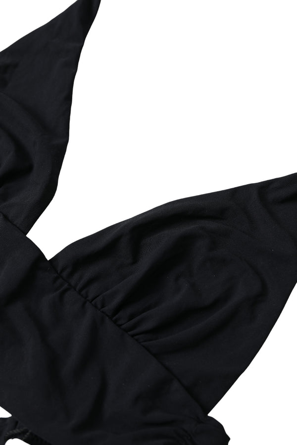 Dolce &amp; Gabbana Black Nylon Stretch Swimwear Riimu Top Bikinit