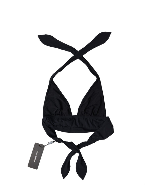 Dolce &amp; Gabbana Black Nylon Stretch Swimwear Riimu Top Bikinit