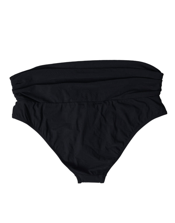 Dolce &amp; Gabbana Black Nylon Stretch Swimwear Slip Bottom Bikinit