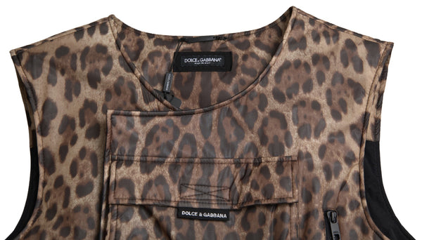 Dolce &amp; Gabbana Brown Leopard Silk Hihaton urheiluasu