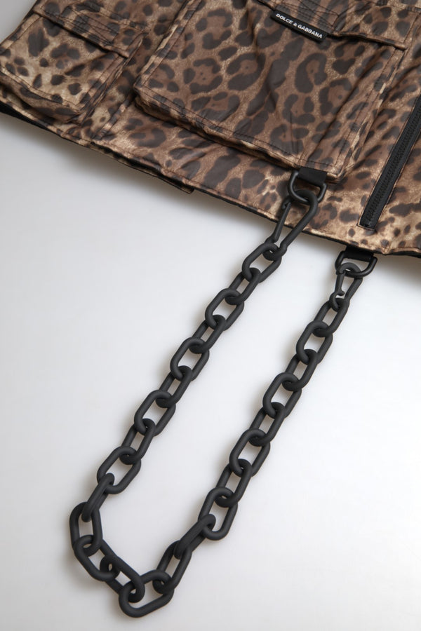 Dolce &amp; Gabbana Brown Leopard Silk Hihaton urheiluasu