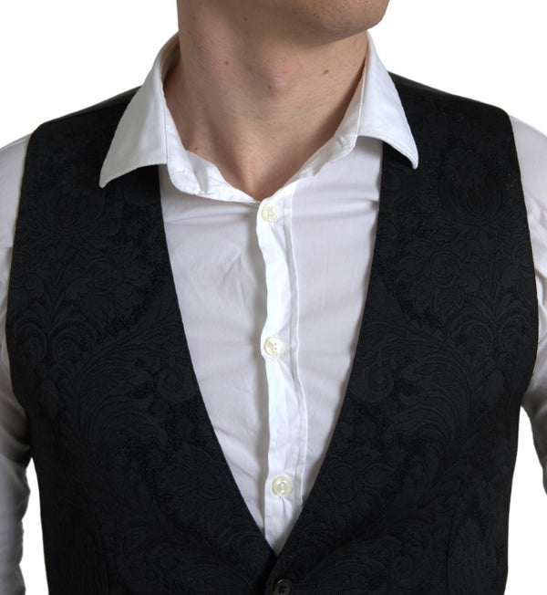 Dolce &amp; Gabbana musta polyesteriliivi muodollinen miesten liivi
