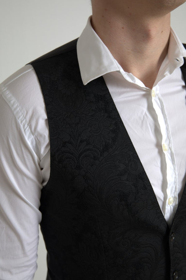 Dolce &amp; Gabbana musta polyesteriliivi muodollinen miesten liivi