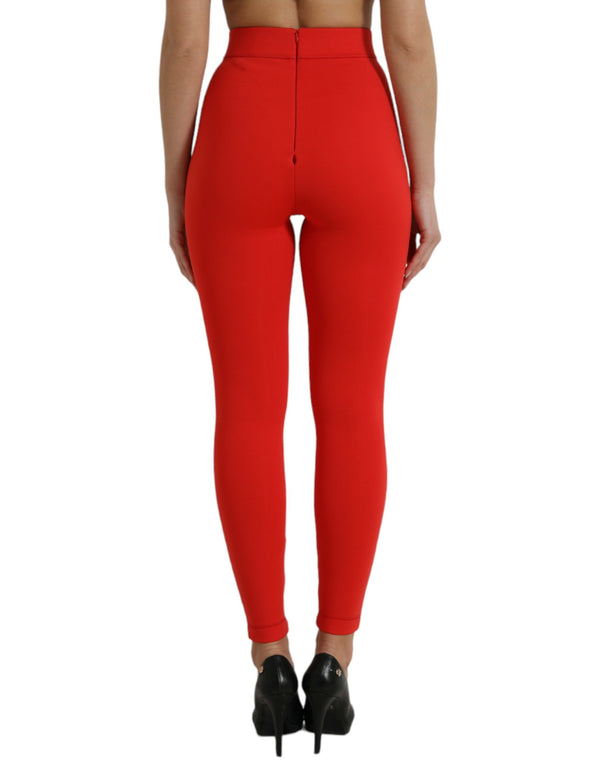 Dolce & Gabbana Elegant High Waist Red Leggings