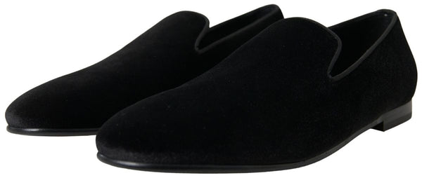 Dolce &amp; Gabbana Black Velvet Loafers juhlakengät