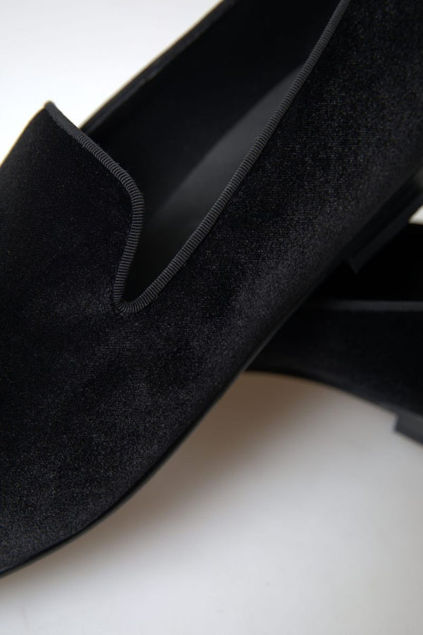Dolce &amp; Gabbana Black Velvet Loafers juhlakengät