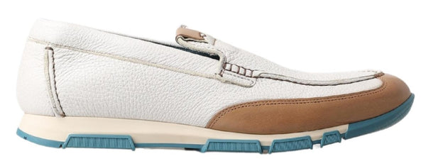 Dolce &amp; Gabbana White Leather Loafers Moccasins -kengät