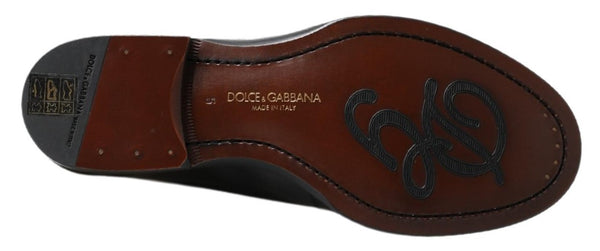 Dolce &amp; Gabbana Black Leather Slipper Loafers Ommeltu kengät