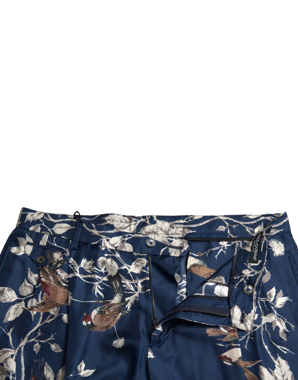 Dolce &amp; Gabbana Blue Floral Print Silk Miesten Bermuda Shortsit