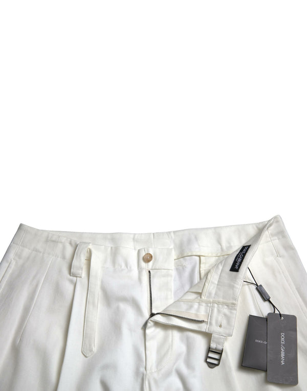 Dolce &amp; Gabbana White Cotton Stretch Miesten Bermuda Denim Shortsit