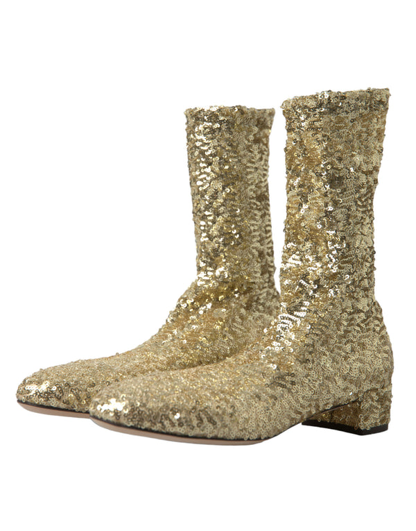 Dolce &amp; Gabbana kullalla paljetoidut lyhyet saappaat Stretch-kengät