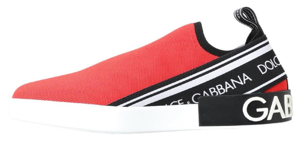 Dolce &amp; Gabbana Red White Flat Sneakers Loafers -kengät