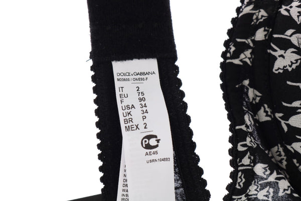 Dolce &amp; Gabbana Black Silk White Lace Stretch Alusvaatteet Bra