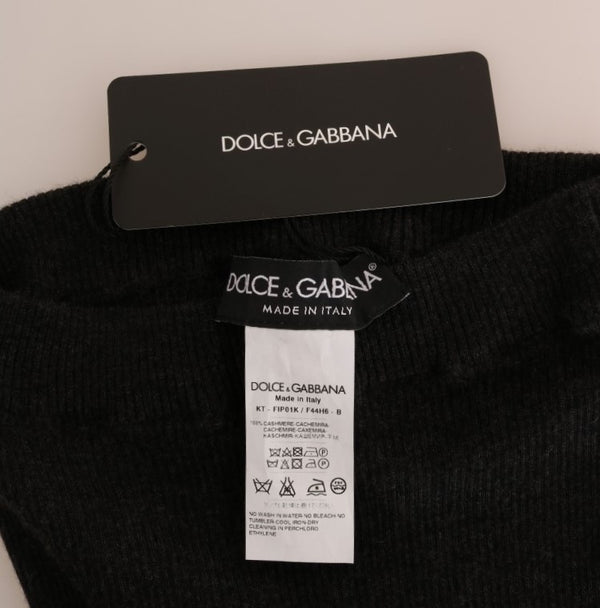 Dolce &amp; Gabbana Grey Cashmere Ribbed Stretch Sukkahousut