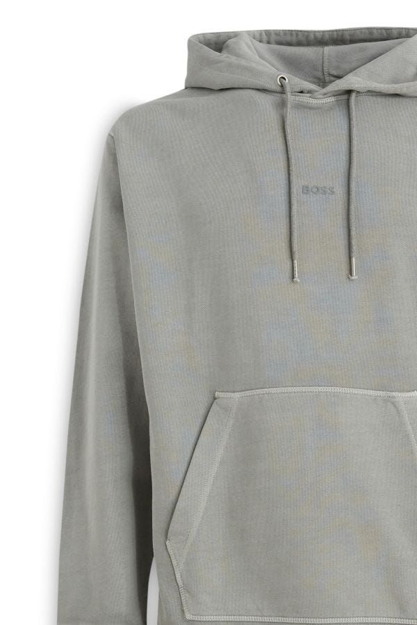 Hugo Boss Grey Cotton Logo Yksityiskohdat Hupullinen collegepaita