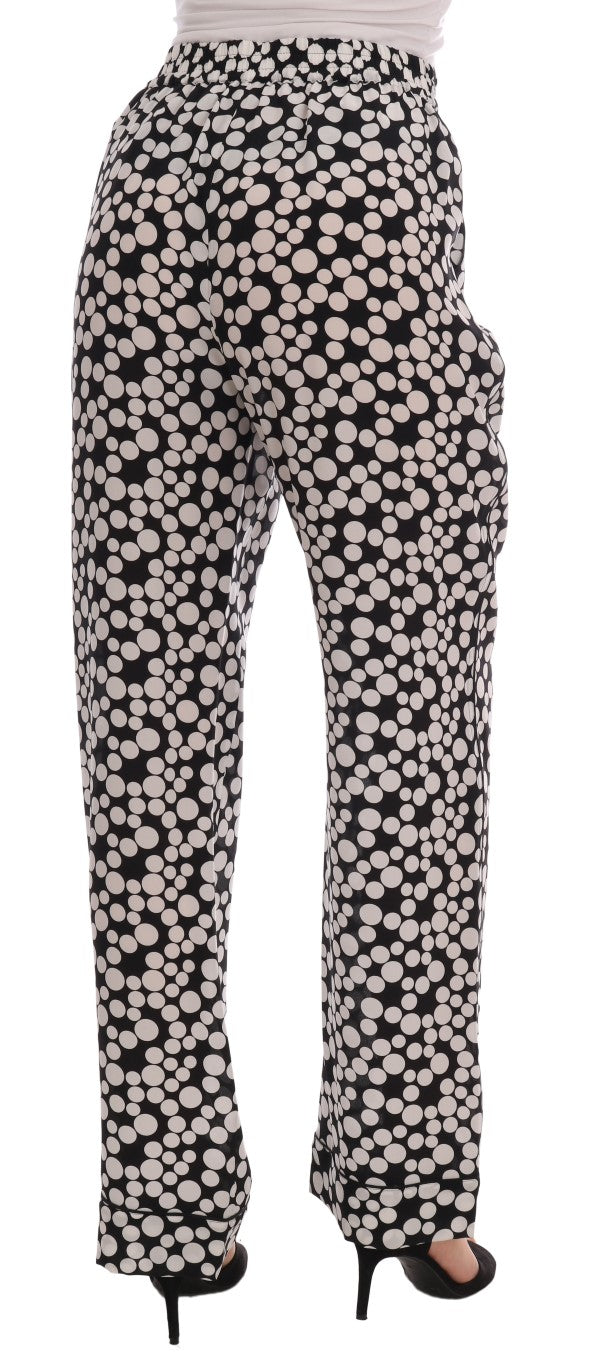 Dolce & Gabbana Elegant Polka Dot Silk High-Waist Pants