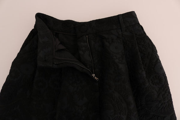 Dolce &amp; Gabbana Black Brocade High Waist Capri shortsit