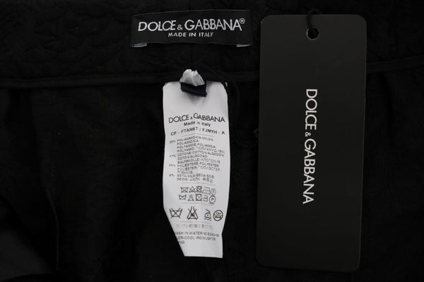 Dolce &amp; Gabbana Black Brocade High Waist Capri shortsit