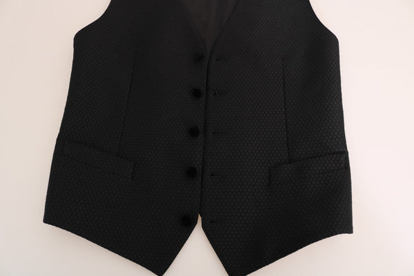 Dolce & Gabbana Elegant Polka Dot Black Dress Vest