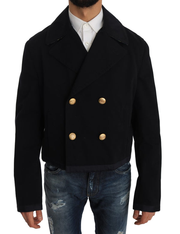 Dolce &amp; Gabbana Trench Blue Cotton Stretch Jacket -takki