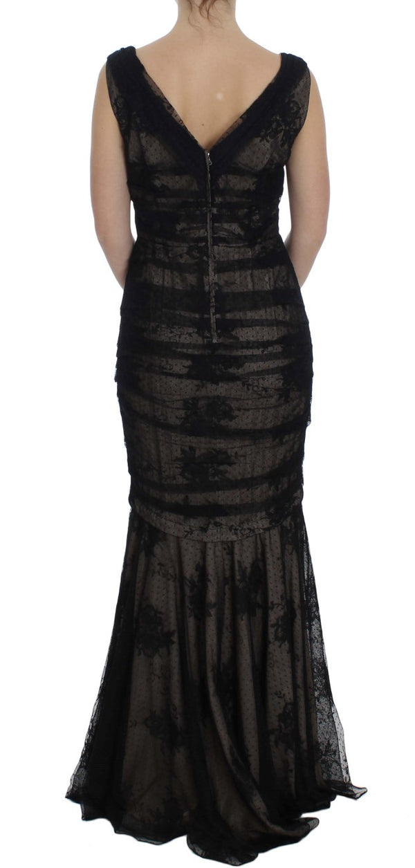 Dolce & Gabbana Elegant Black Floral Bodycon Maxi Dress