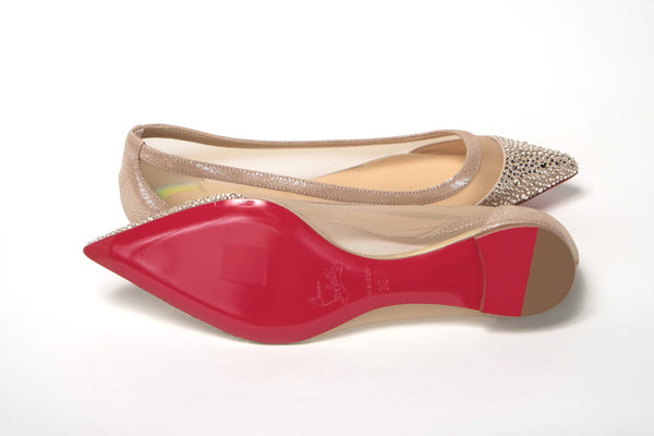 Christian Louboutin Silver Flat Point Toe Crystals -kenkä