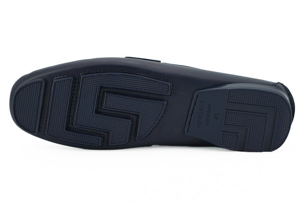 Versace Navy Blue Calf Leather Loafers -kengät