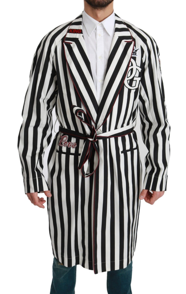 Dolce &amp; Gabbana musta takki yöpaita, valkoinen puuvillainen kaapu