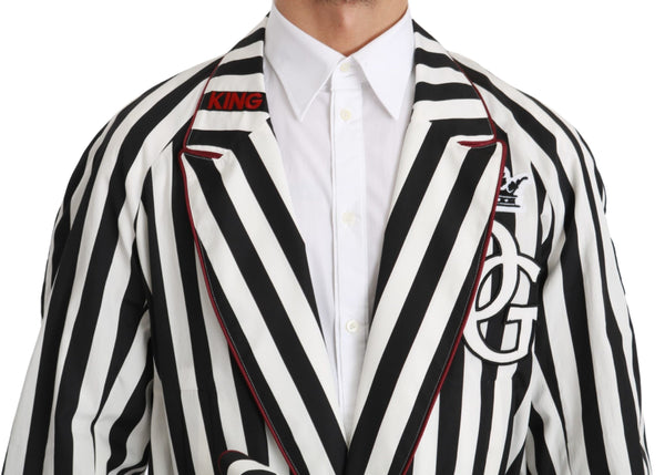 Dolce &amp; Gabbana musta takki yöpaita, valkoinen puuvillainen kaapu