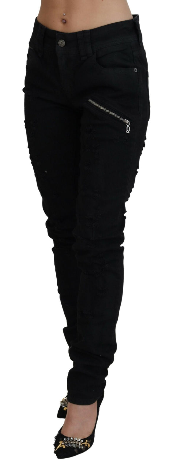 John Galliano Chic Mid Waist Flared Black Jeans