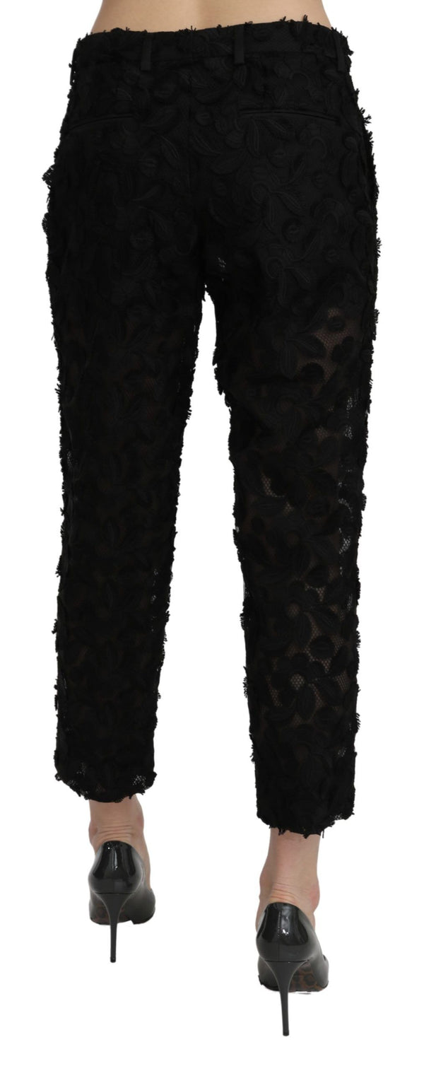 Dolce & Gabbana Elegant Straight Cropped Lace Trousers