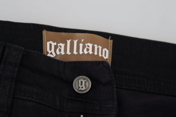 John Galliano mustat puuvillaiset keskivyötäröiset Skinny Slim Fit farkut