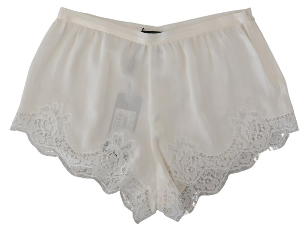 Dolce &amp; Gabbana White Silk Floral Lace Lace Alusvaatteet