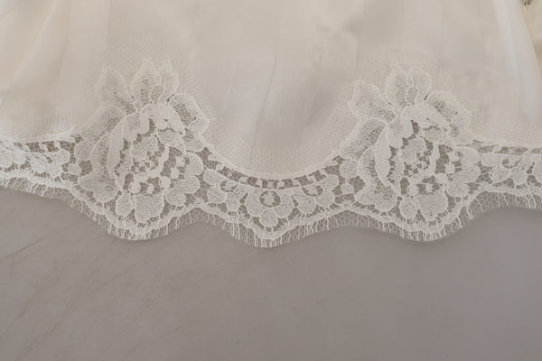 Dolce &amp; Gabbana White Silk Floral Lace Lace Alusvaatteet