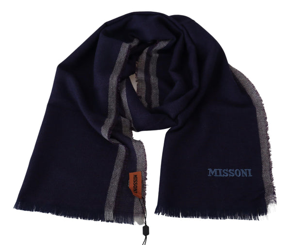 Missoni Multicolor Striped Wool Unisex Wrap Fringes -huivi