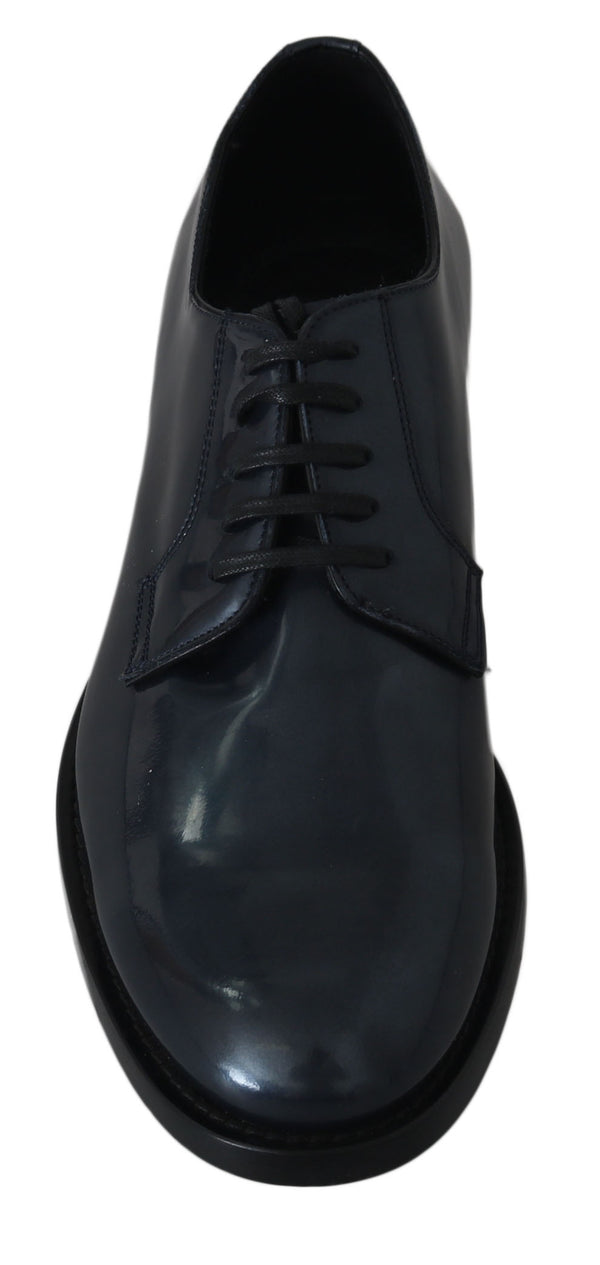 Dolce &amp; Gabbana Blue Leather Derby Dress -muotoiset kengät