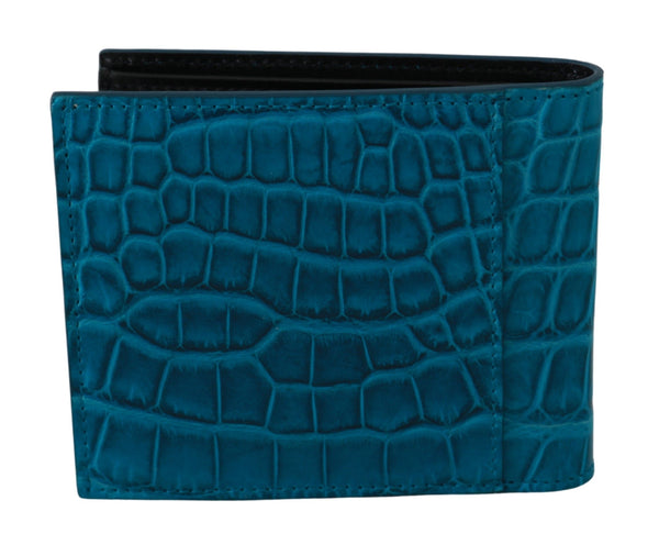 Dolce &amp; Gabbana Sininen miesten korttikotelo Bifold Logo Exotic Skin -lompakko