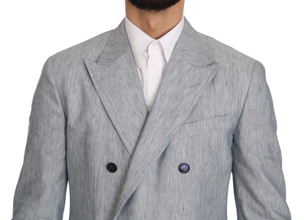 Dolce &amp; Gabbana Blue Flax NAPOLI Jacket Coat Blazer