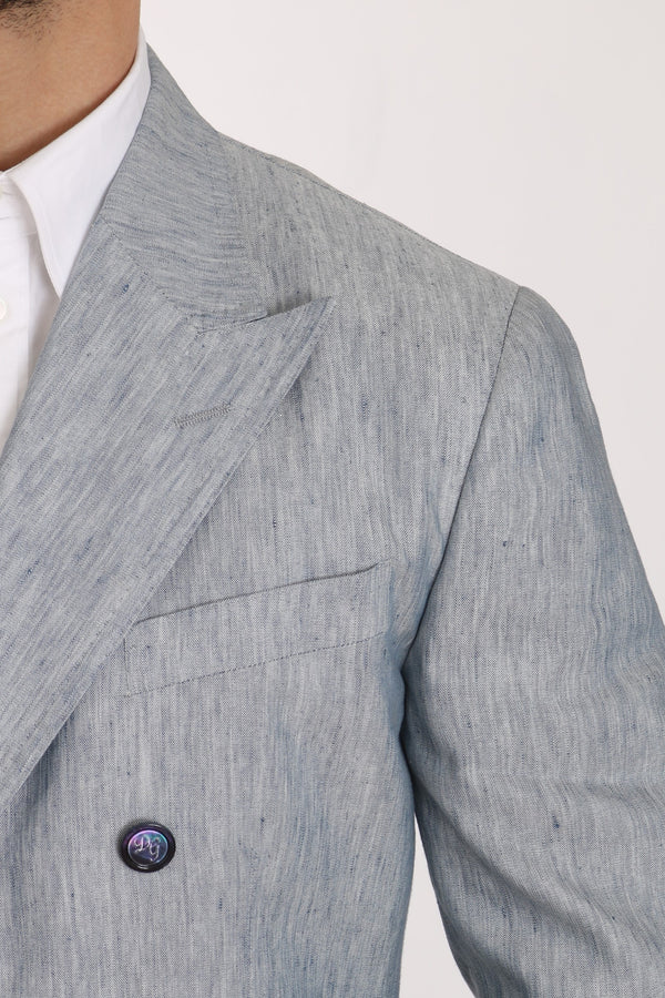 Dolce &amp; Gabbana Blue Flax NAPOLI Jacket Coat Blazer